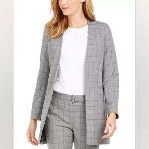 Calvin Klein Women's Gray Plaid Blazer